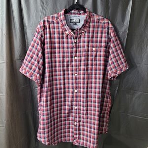 Canyon Guide Outfitters Men’s Button Shirt XXL Navy Blue Red Gray Plaid W/pocket